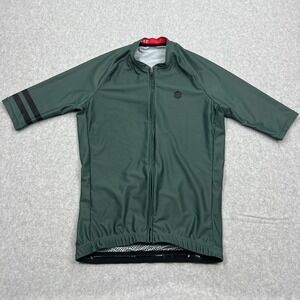 Siroko Cycling Jersey Men's Medium Green Solid Stretch Short Sleeve Full Zip